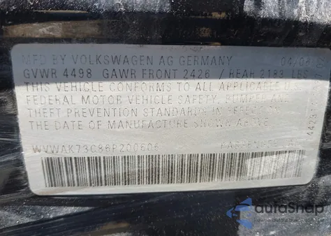 2006 Volkswagen Passat 2.0T/Value Edition из США, поврежденный, VIN WVWAK73C86P200606